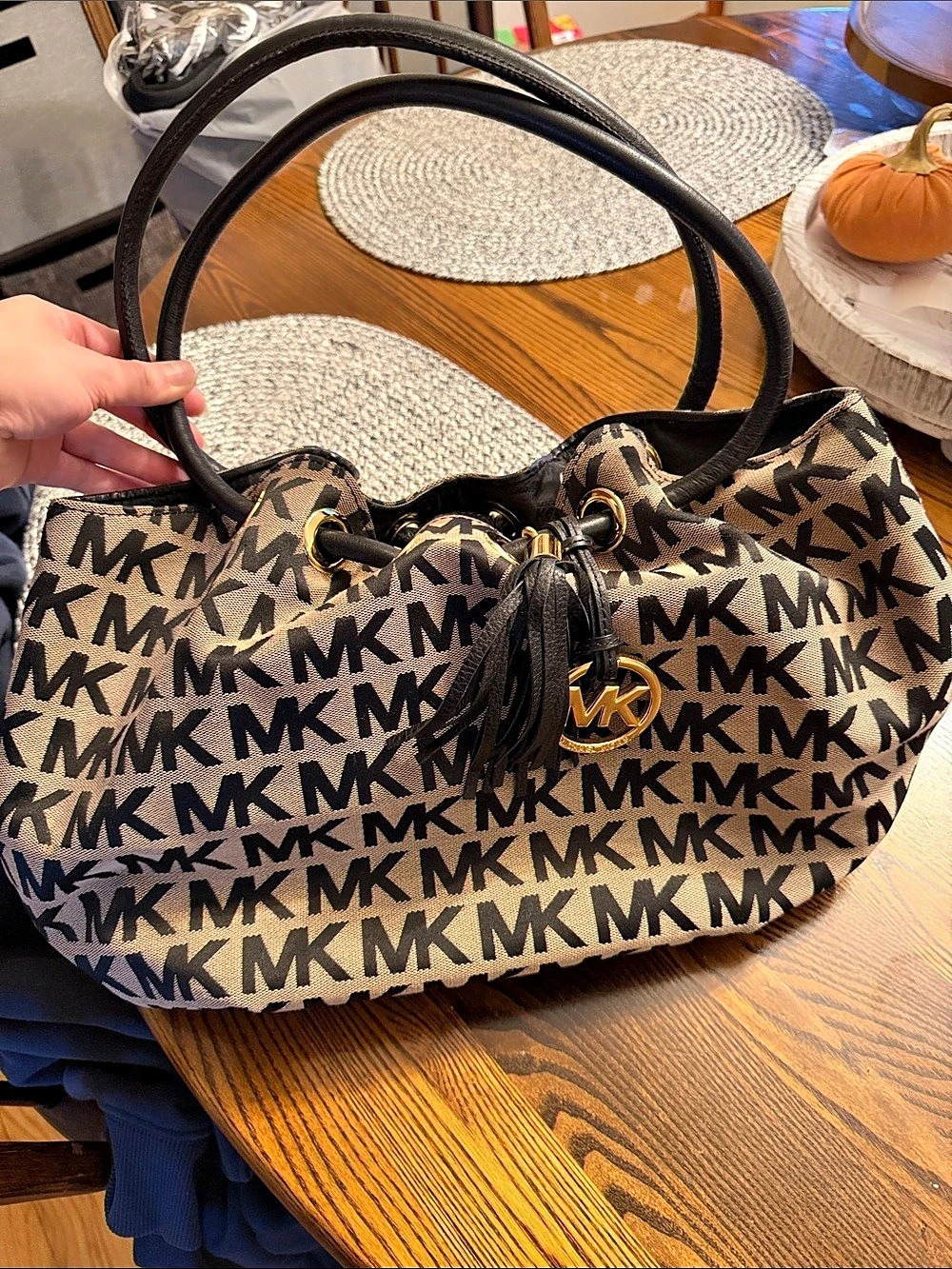 Michael Kors Brown & Black Monogram Shoulder Bag